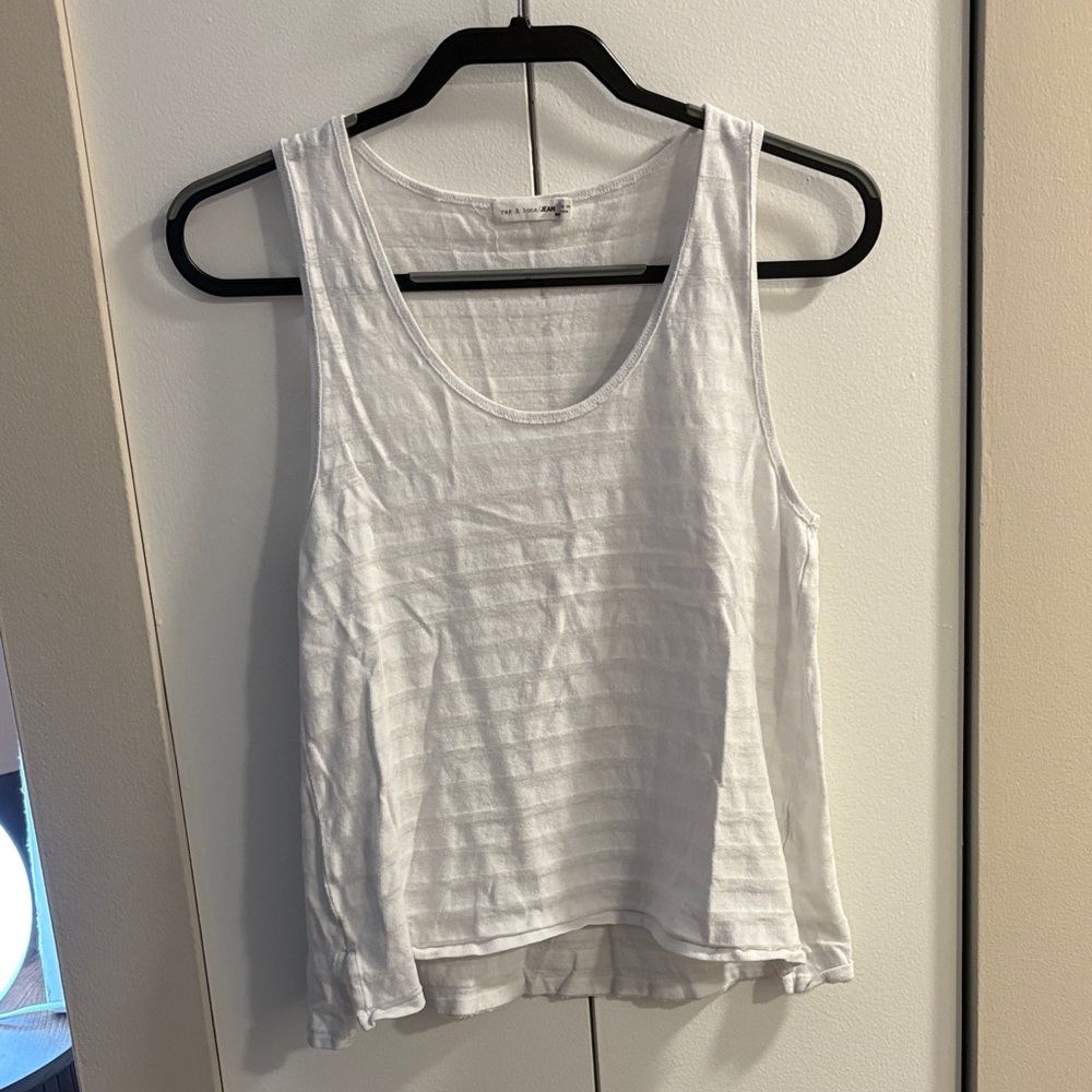 Rag & Bone White Striped Tank Top Size M